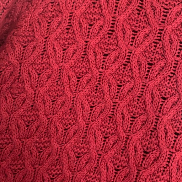 Jeanne Pierre Womens Cotton Textured Sweater Fall Red - Picture 2 of 8